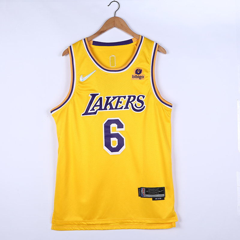 2022 Men Los Angeles Lakers #6 James Yellow City Edition 75th Nike 2021 NBA Jersey